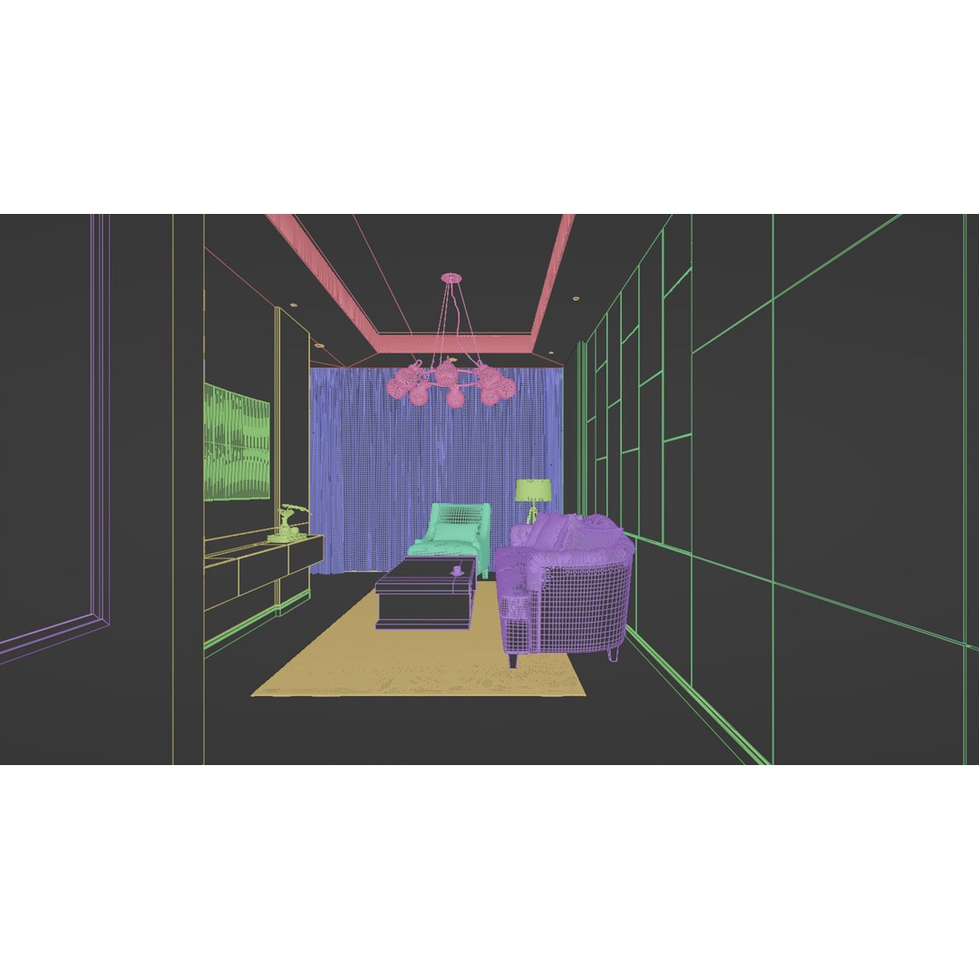 Hotel Suite Bedroom 3D Model – Scandinavian Interior, FBX, OBJ - View 9