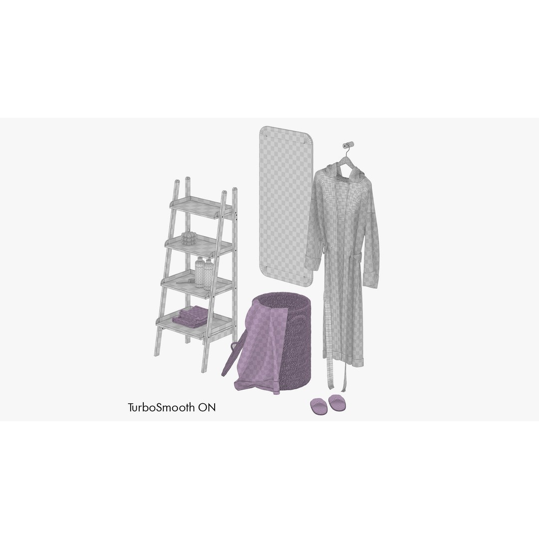 Decorative Bathroom Set 3D Model – Eco-Friendly Design, FBX, OBJ - View 7