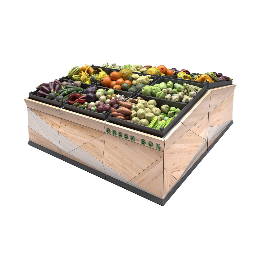 Vegetable Rack 3D Model – Low Poly Showcase with Textures, FBX, OBJ - View 10