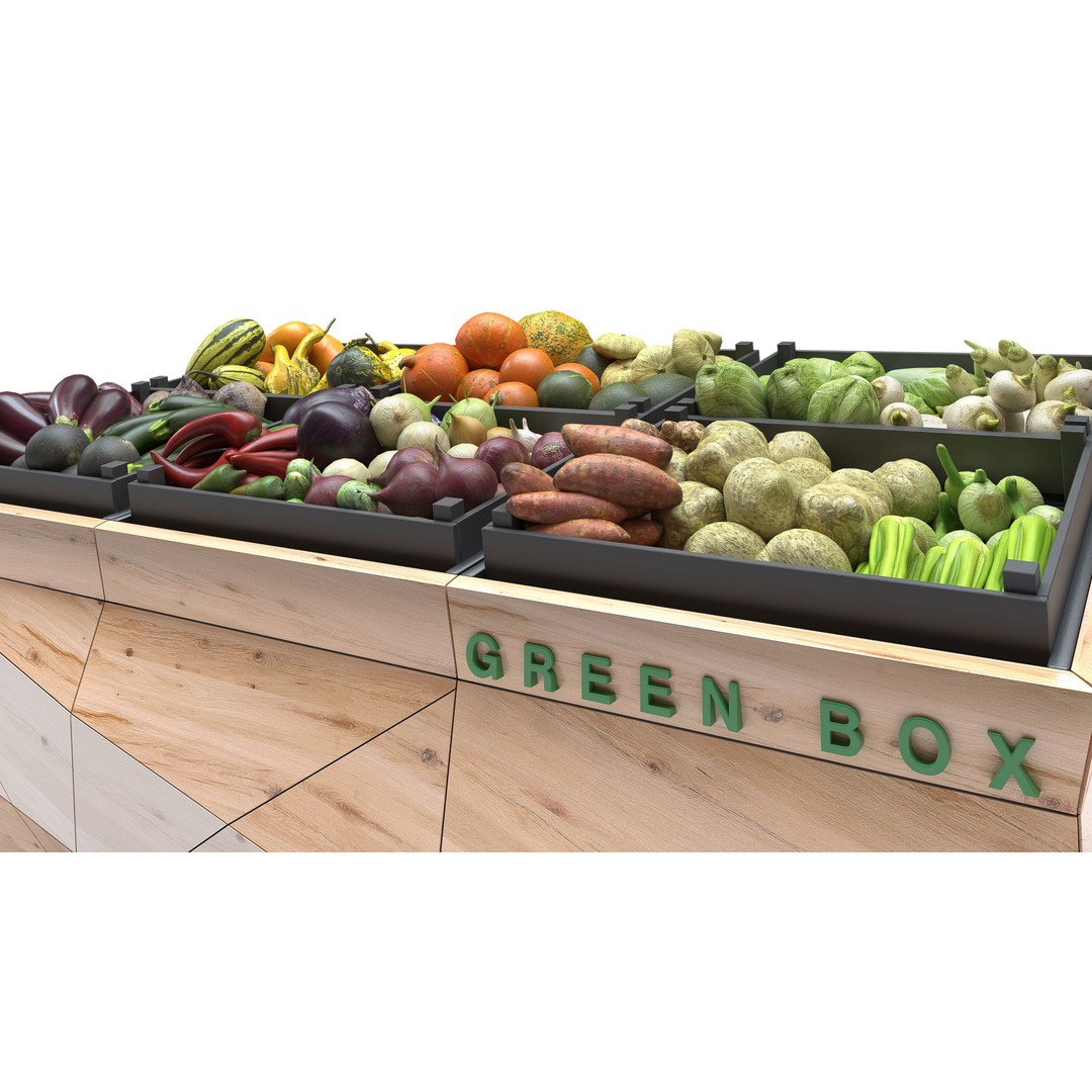 Vegetable Rack 3D Model – Low Poly Showcase with Textures, FBX, OBJ - View 11