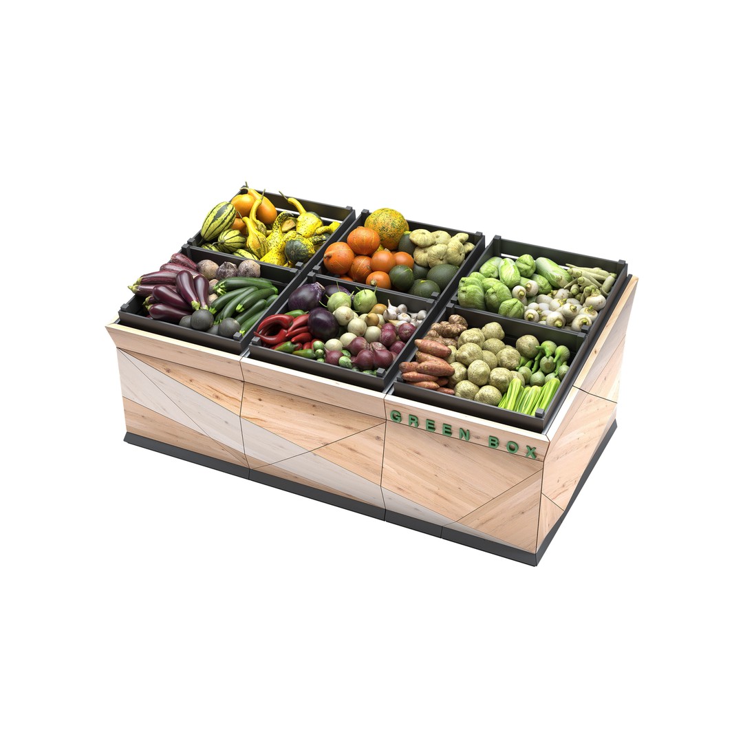 Vegetable Rack 3D Model – Low Poly Showcase with Textures, FBX, OBJ - View 5