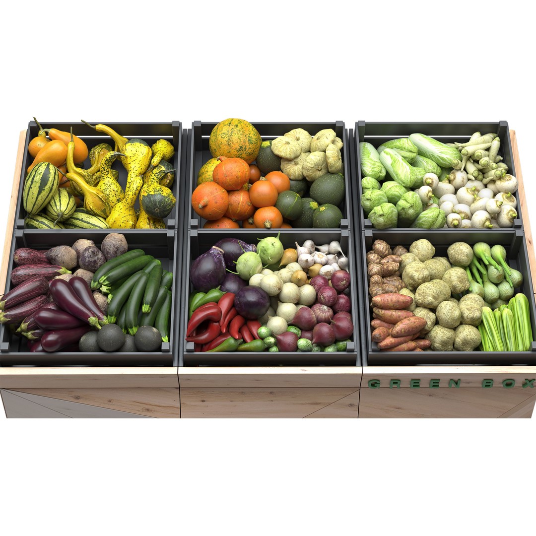 Vegetable Rack 3D Model – Low Poly Showcase with Textures, FBX, OBJ - View 6