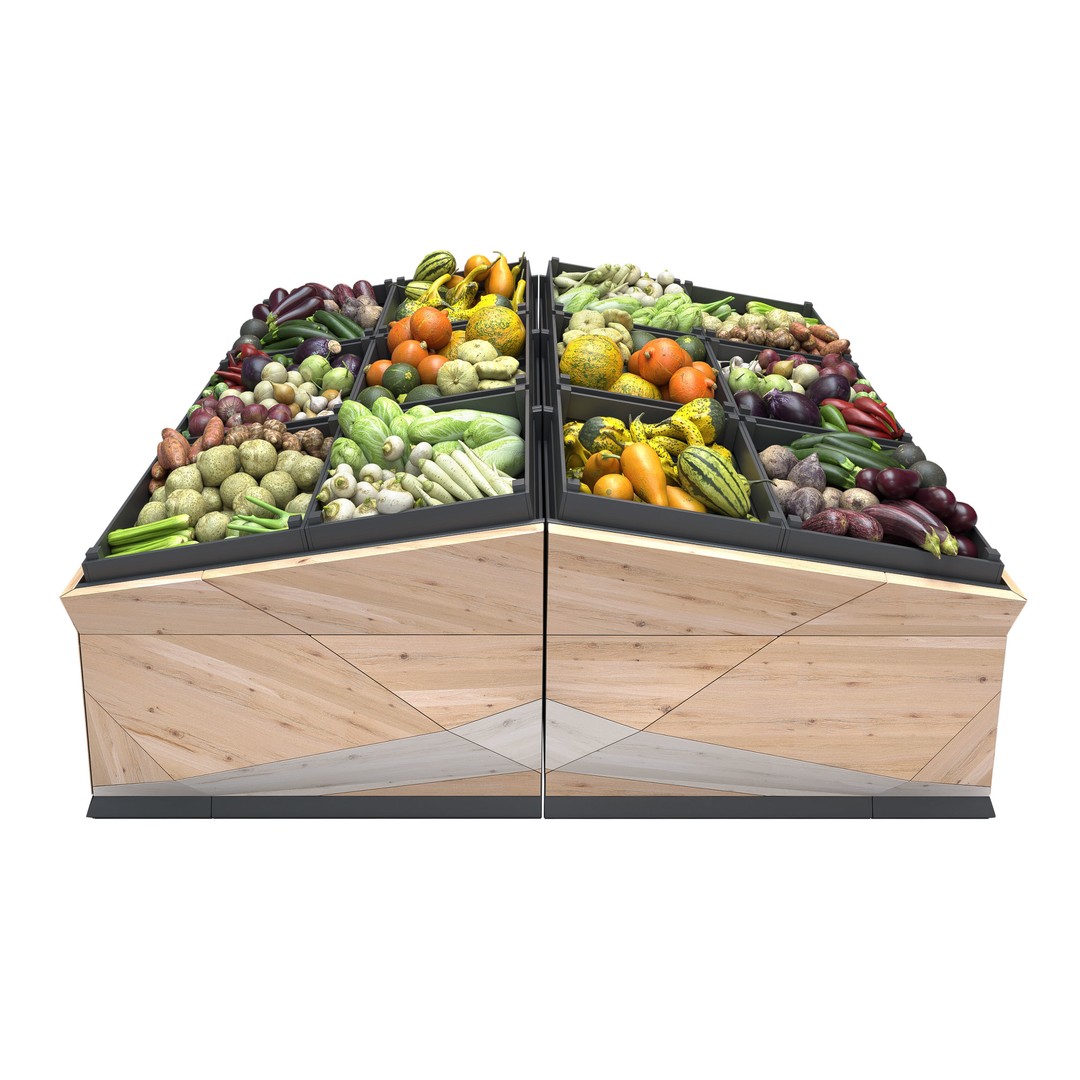 Vegetable Rack 3D Model – Low Poly Showcase with Textures, FBX, OBJ - View 9