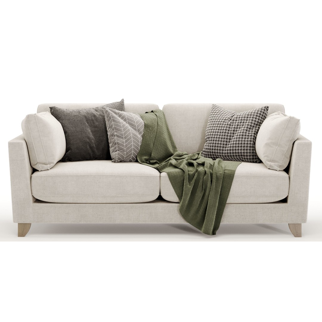Paloma 3 Seater Sofa 3D Model – Modern Fabric Design, FBX & OBJ - View 6