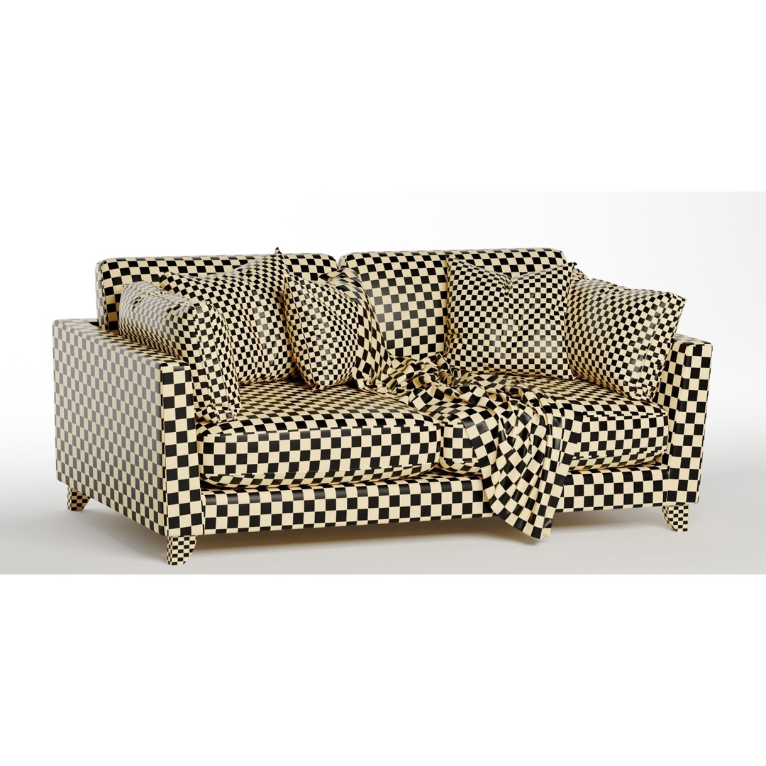 Paloma 3 Seater Sofa 3D Model – Modern Fabric Design, FBX & OBJ - View 8