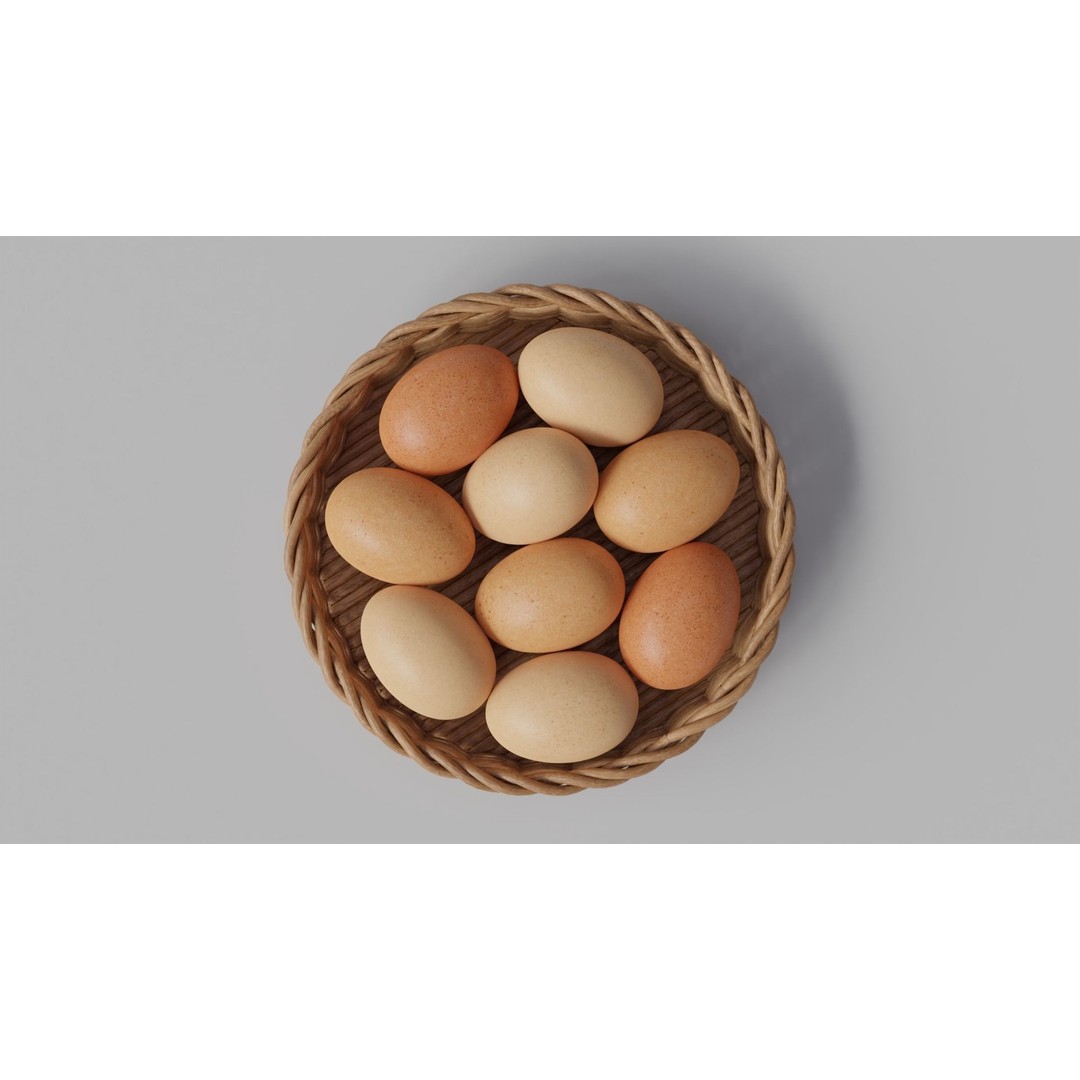 Wicker Basket with Eggs 3D Model – PBR Textured, FBX, OBJ - View 12