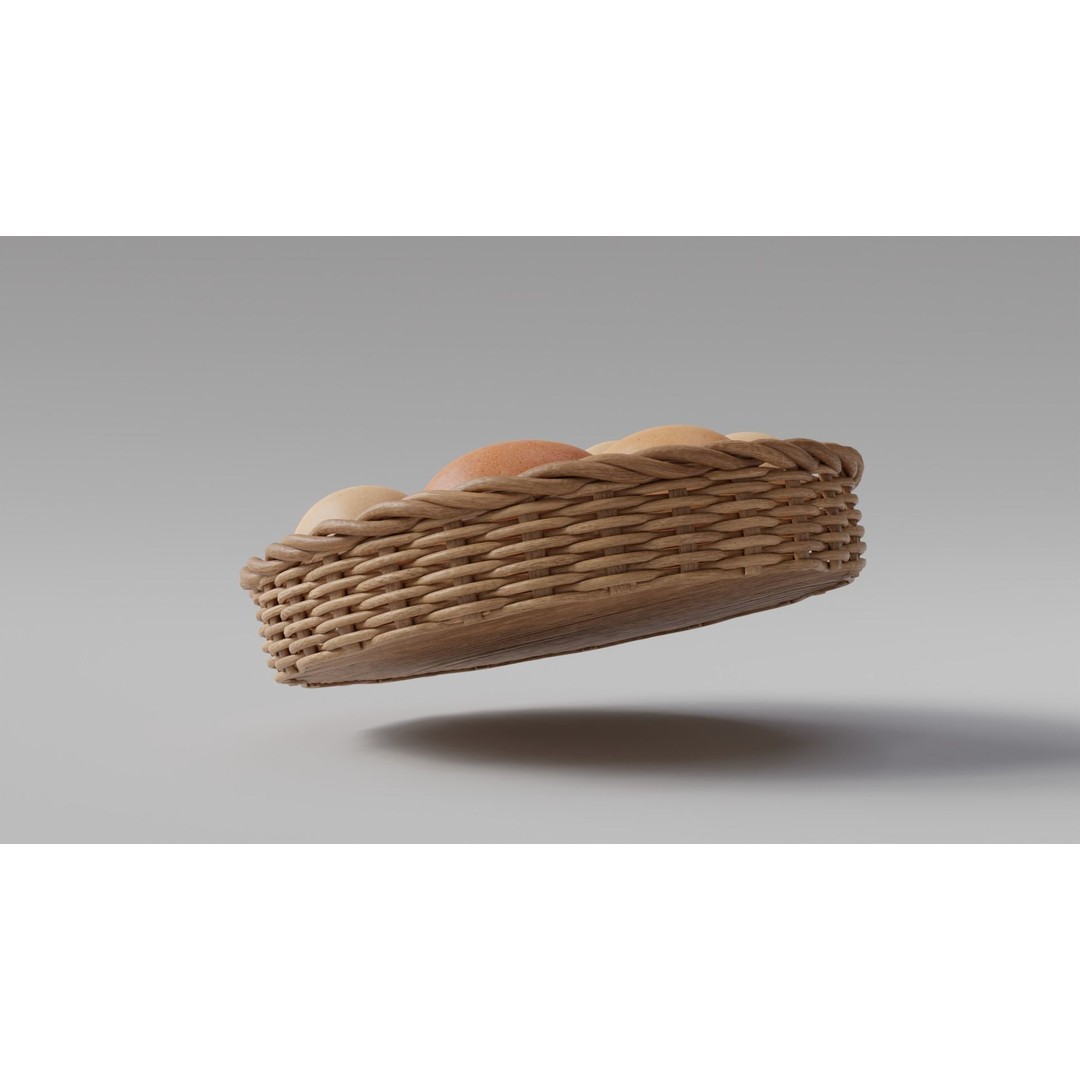Wicker Basket with Eggs 3D Model – PBR Textured, FBX, OBJ - View 13