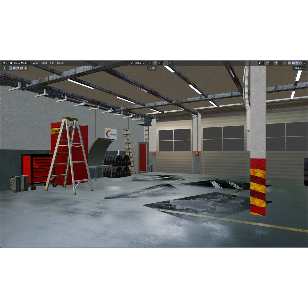 Garage 3D Model – PBR Interior Asset for Car Renders, FBX, OBJ - View 10