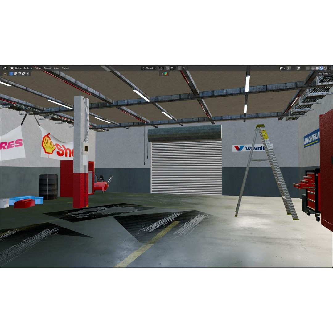 Garage 3D Model – PBR Interior Asset for Car Renders, FBX, OBJ - View 11
