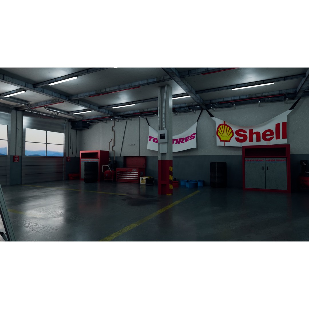 Garage 3D Model – PBR Interior Asset for Car Renders, FBX, OBJ - View 3