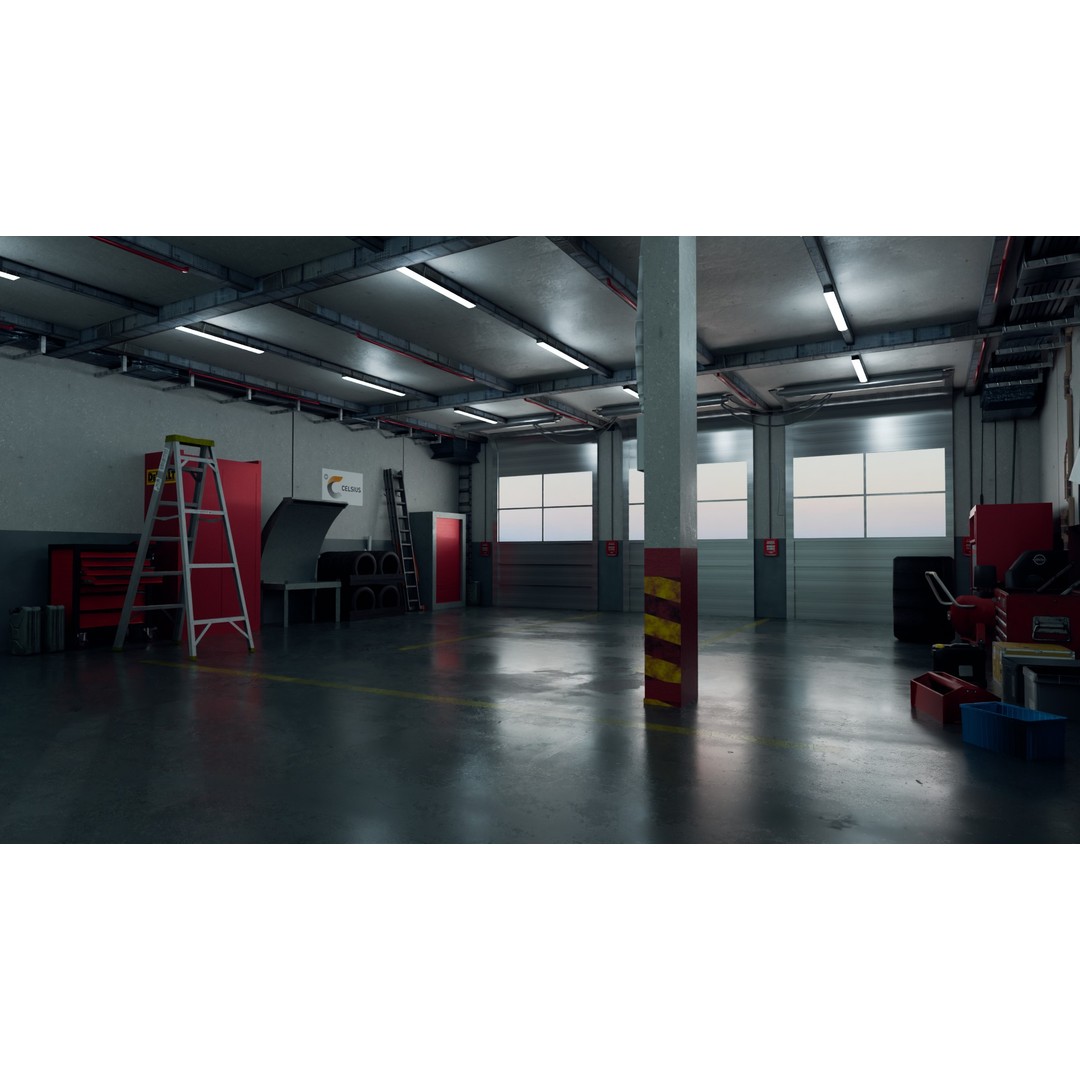 Garage 3D Model – PBR Interior Asset for Car Renders, FBX, OBJ - View 4