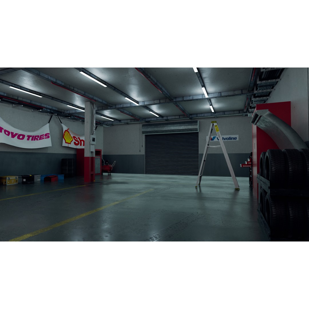 Garage 3D Model – PBR Interior Asset for Car Renders, FBX, OBJ - View 5