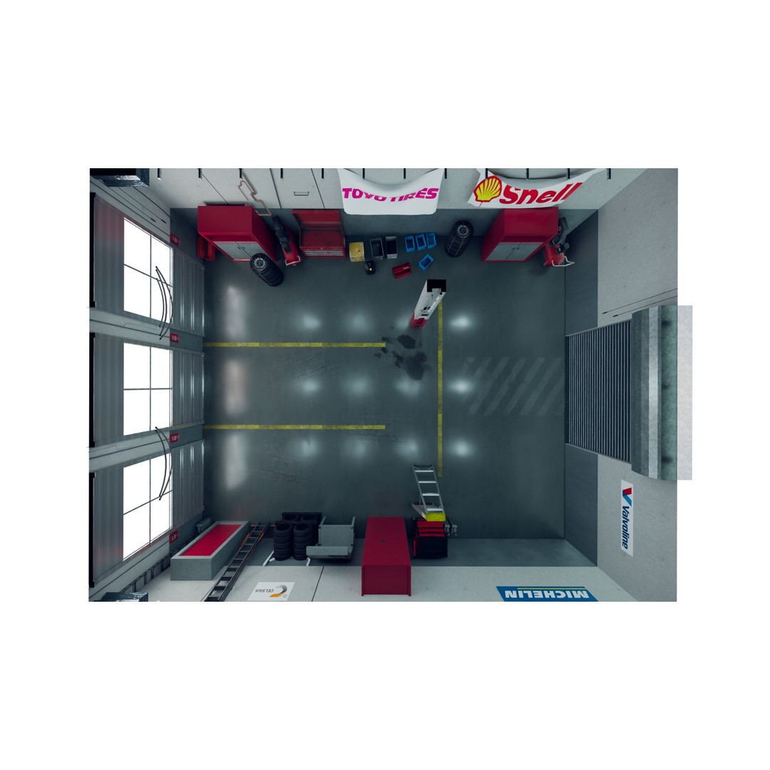 Garage 3D Model – PBR Interior Asset for Car Renders, FBX, OBJ - View 6