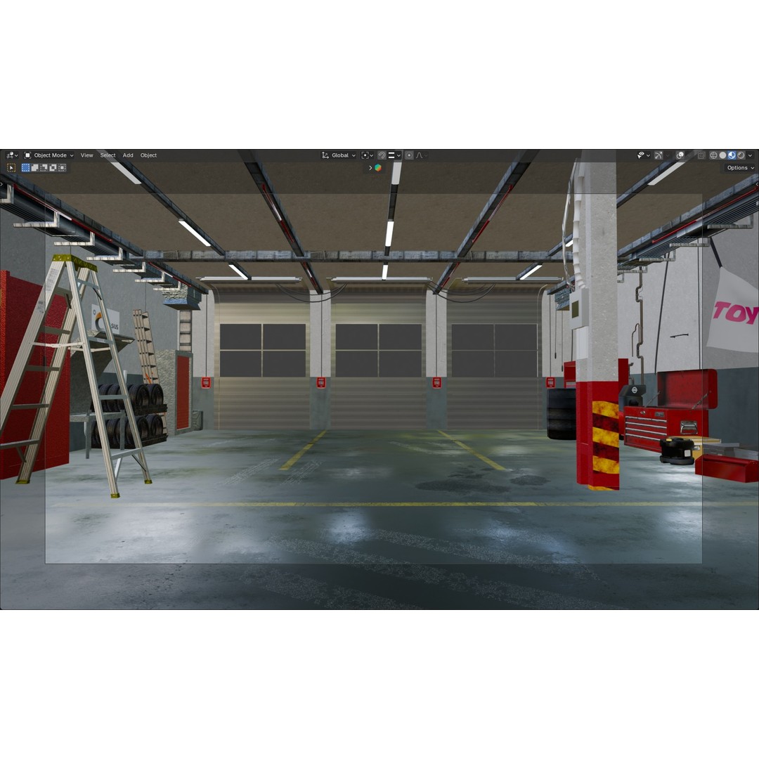 Garage 3D Model – PBR Interior Asset for Car Renders, FBX, OBJ - View 7