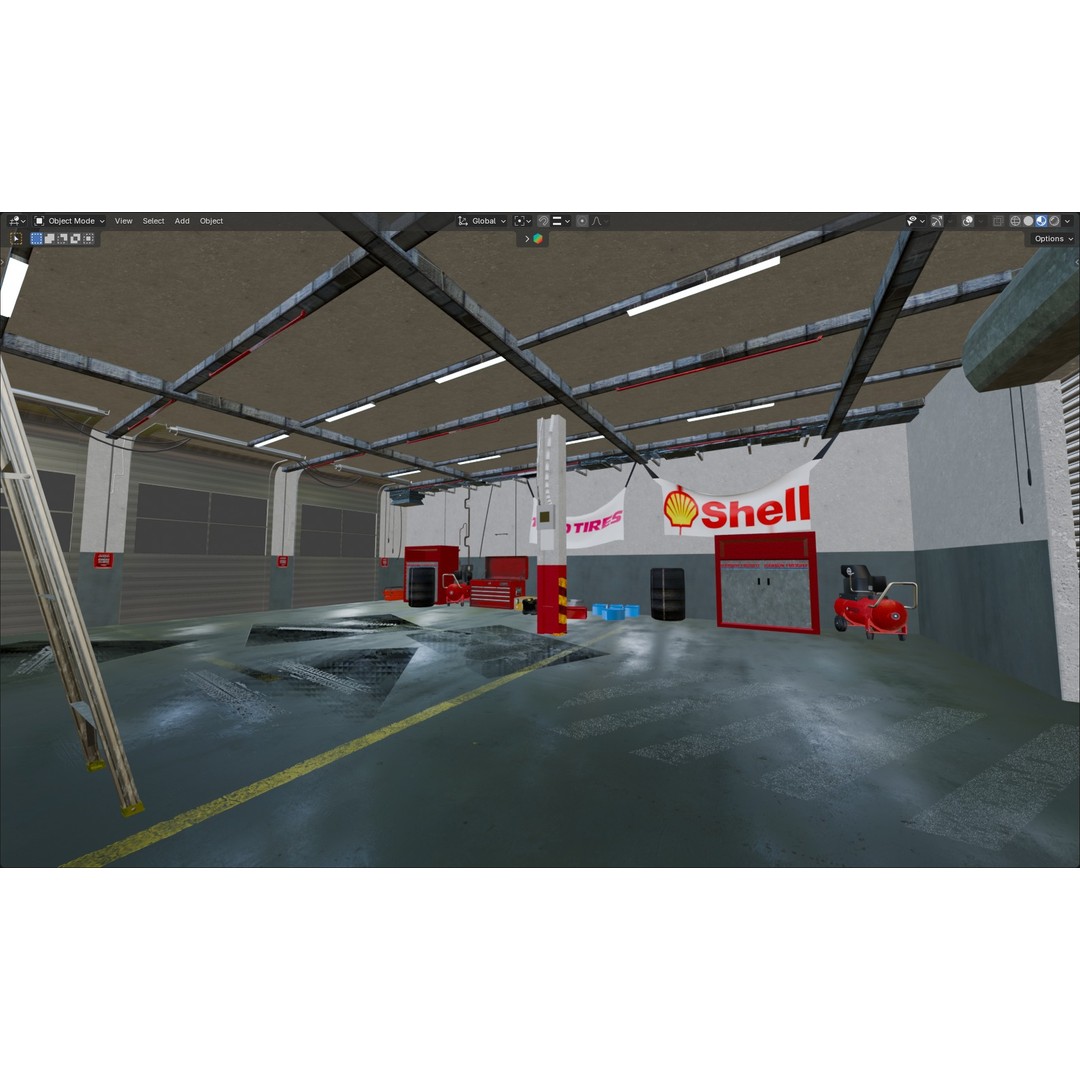 Garage 3D Model – PBR Interior Asset for Car Renders, FBX, OBJ - View 9