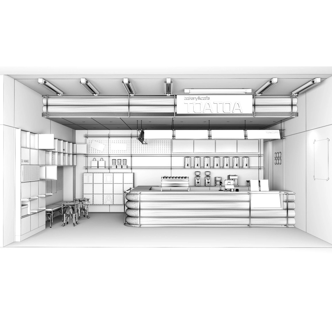 Coffee Shop 3D Model – Modern Interior Design, FBX & OBJ Formats - View 14