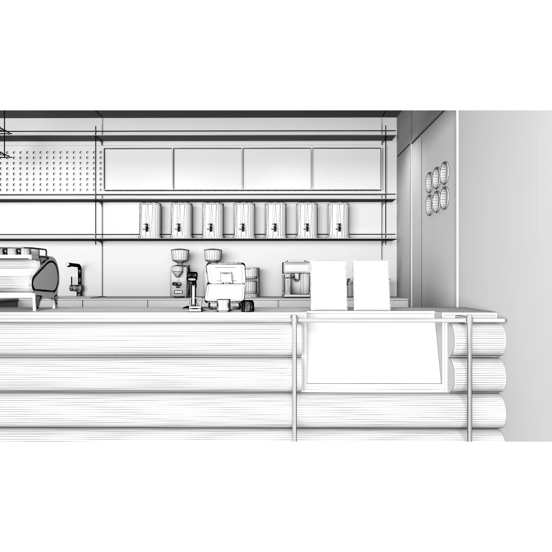 Coffee Shop 3D Model – Modern Interior Design, FBX & OBJ Formats - View 15