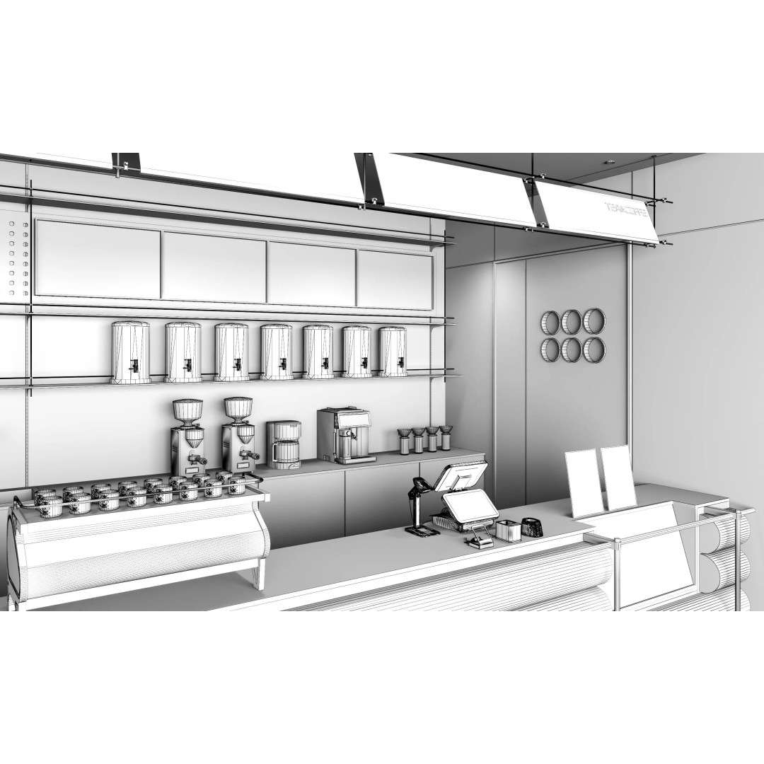 Coffee Shop 3D Model – Modern Interior Design, FBX & OBJ Formats - View 17