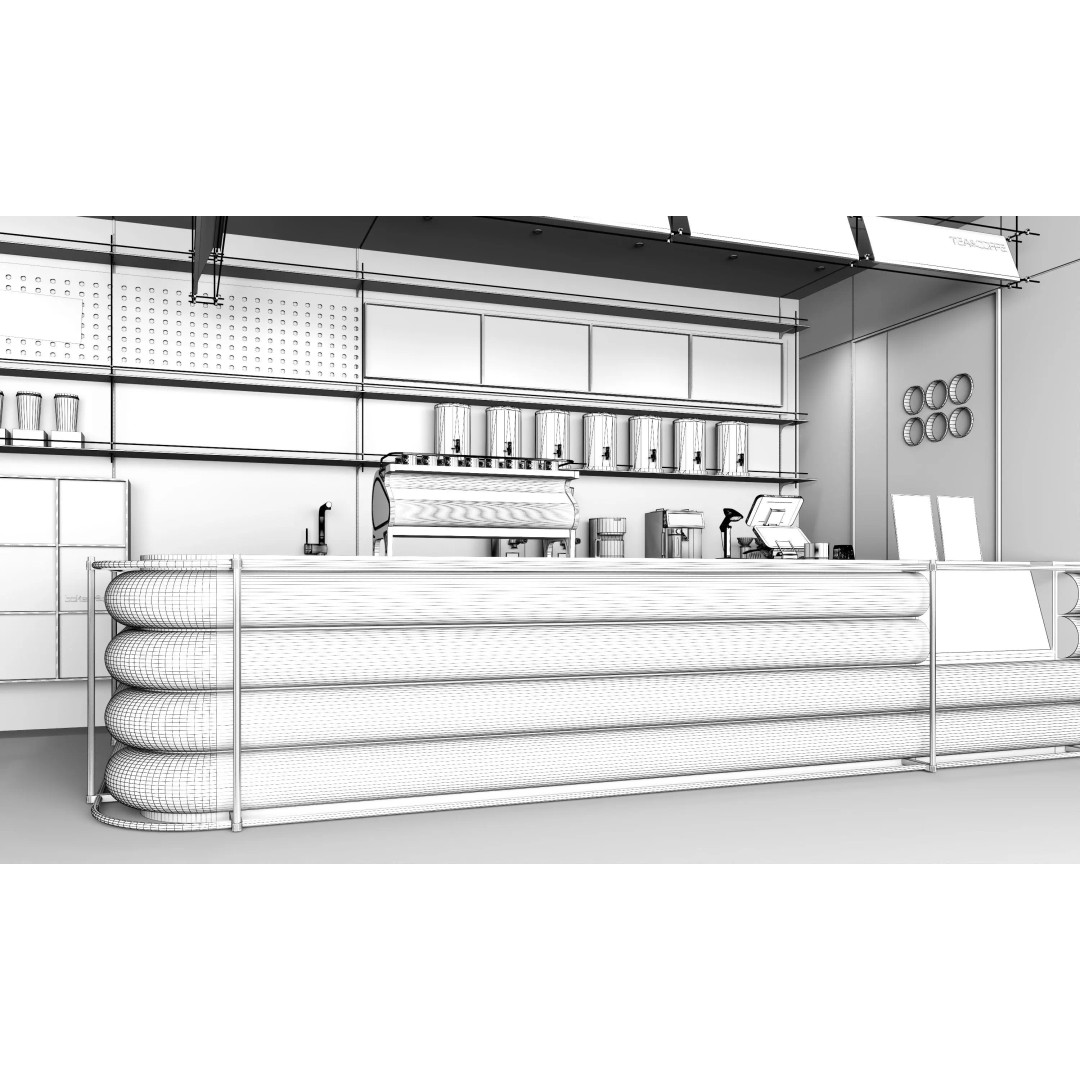 Coffee Shop 3D Model – Modern Interior Design, FBX & OBJ Formats - View 19
