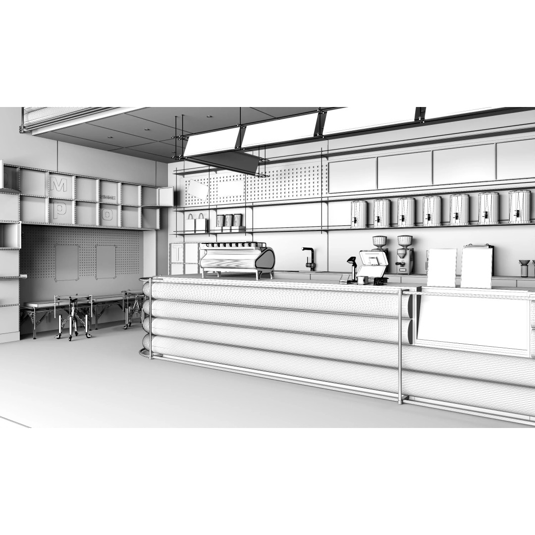 Coffee Shop 3D Model – Modern Interior Design, FBX & OBJ Formats - View 20
