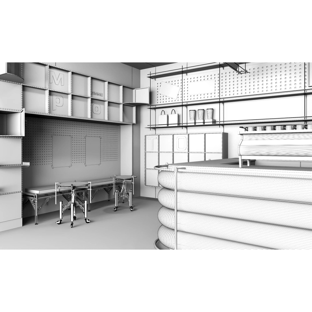 Coffee Shop 3D Model – Modern Interior Design, FBX & OBJ Formats - View 21