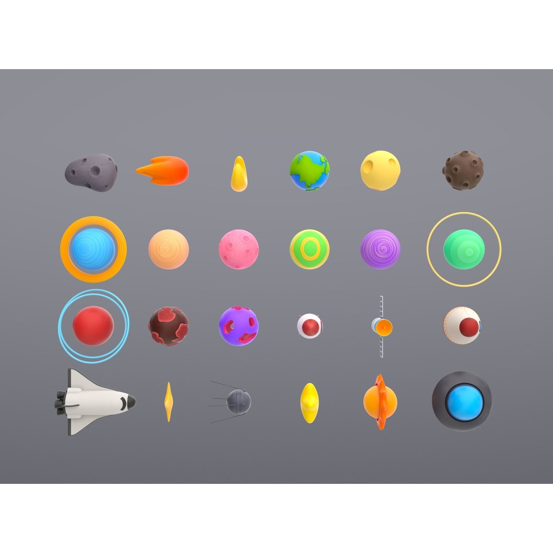 Cartoon Space Pack - Low-Poly Game-Ready 3D Model - View 10