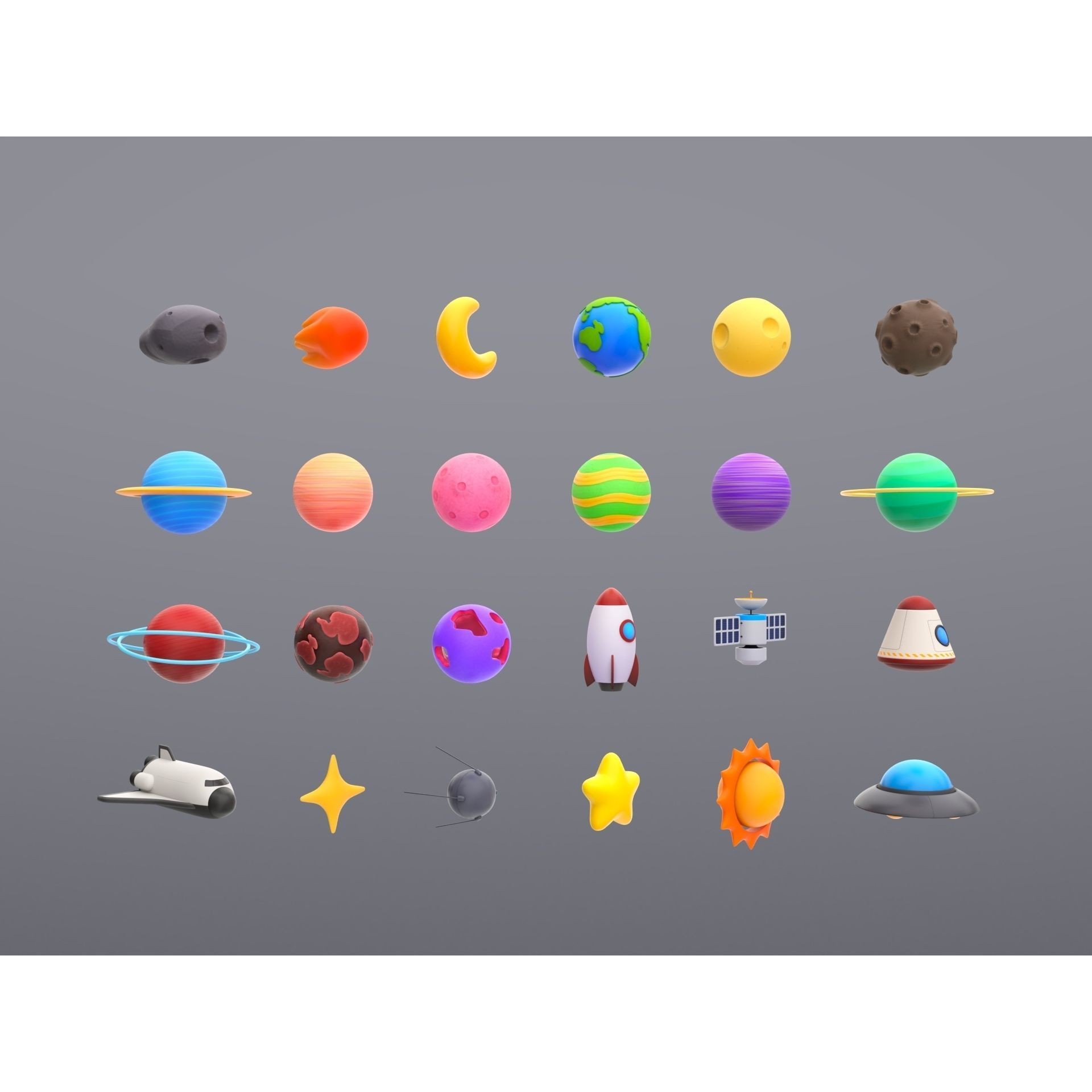 Cartoon Space Pack - Low-Poly Game-Ready 3D Model - View 11