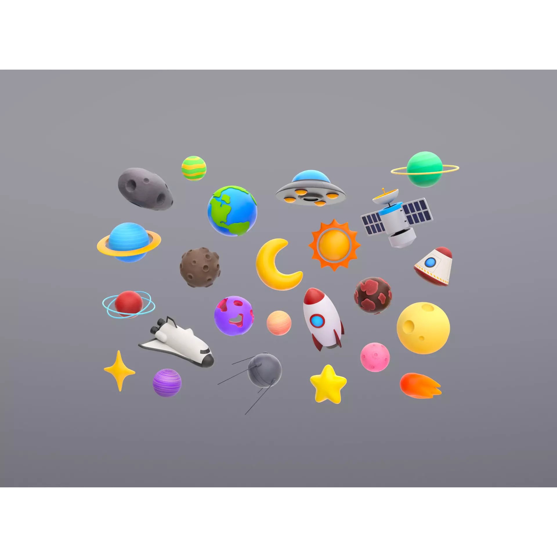 Cartoon Space Pack - Low-Poly Game-Ready 3D Model - View 2