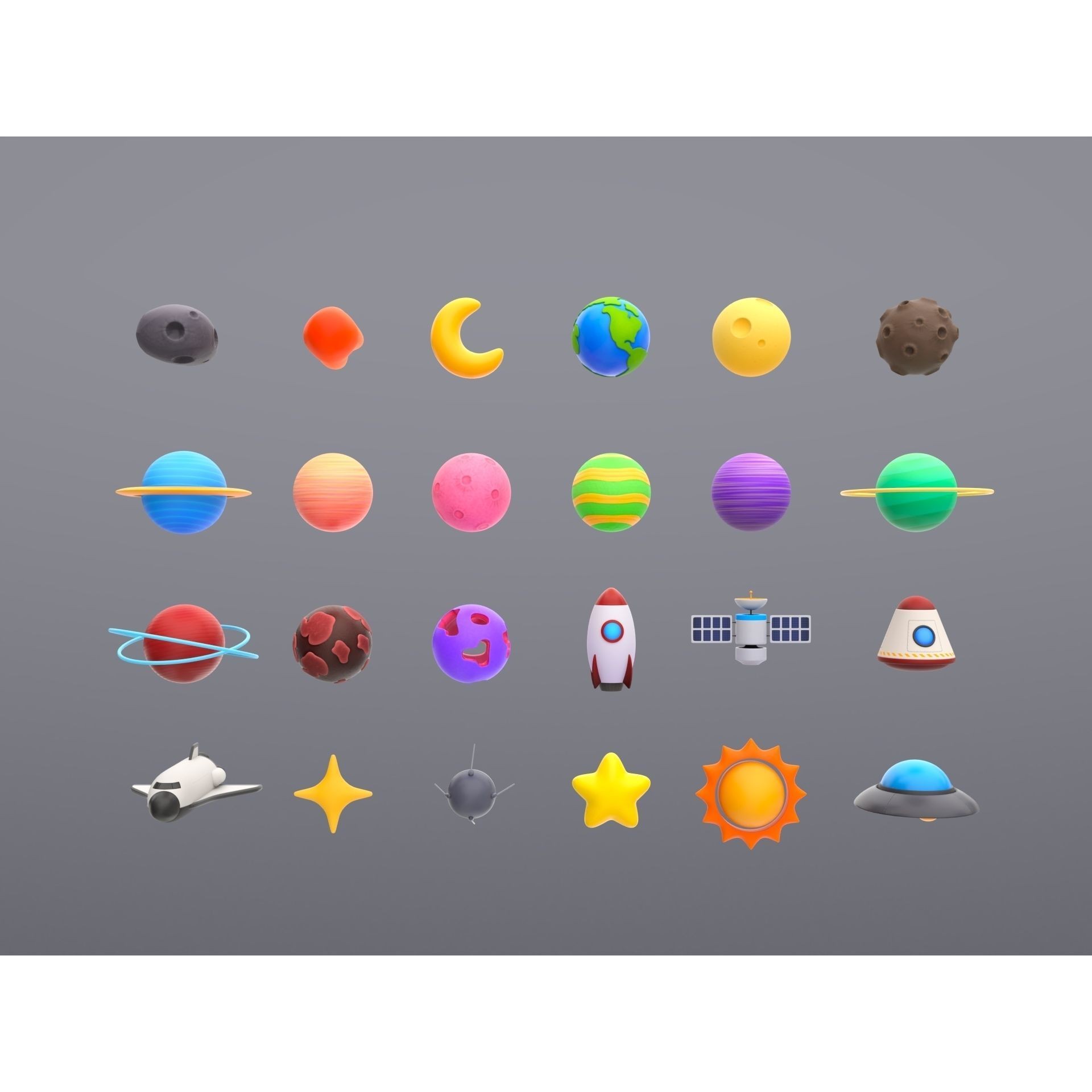 Cartoon Space Pack - Low-Poly Game-Ready 3D Model - View 3