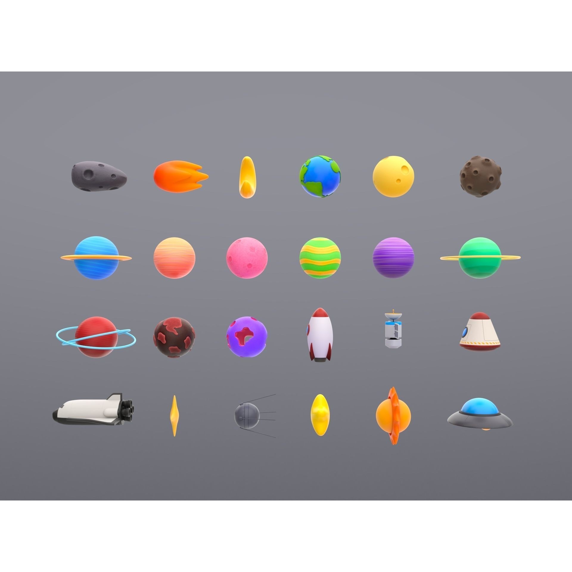 Cartoon Space Pack - Low-Poly Game-Ready 3D Model - View 5