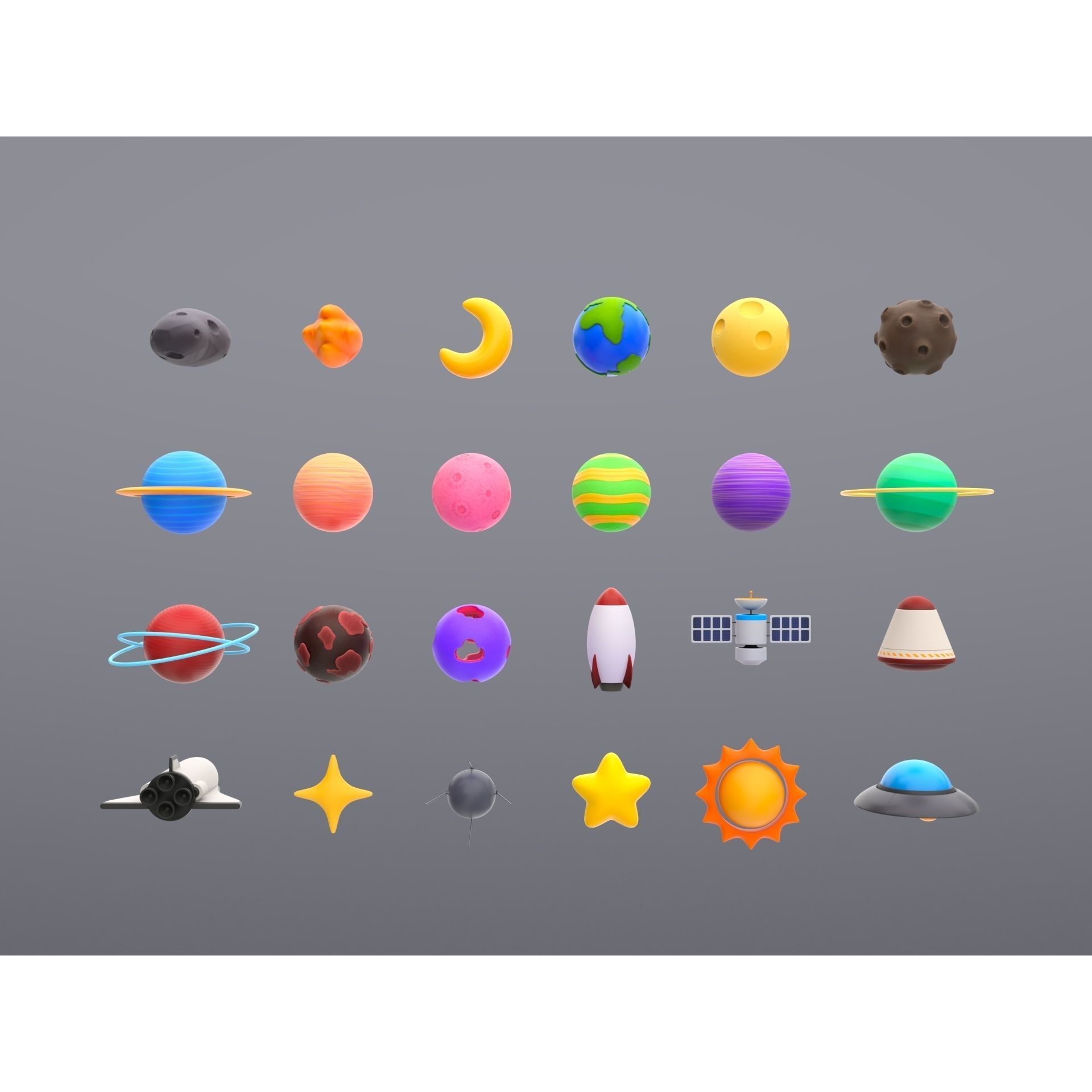 Cartoon Space Pack - Low-Poly Game-Ready 3D Model - View 7