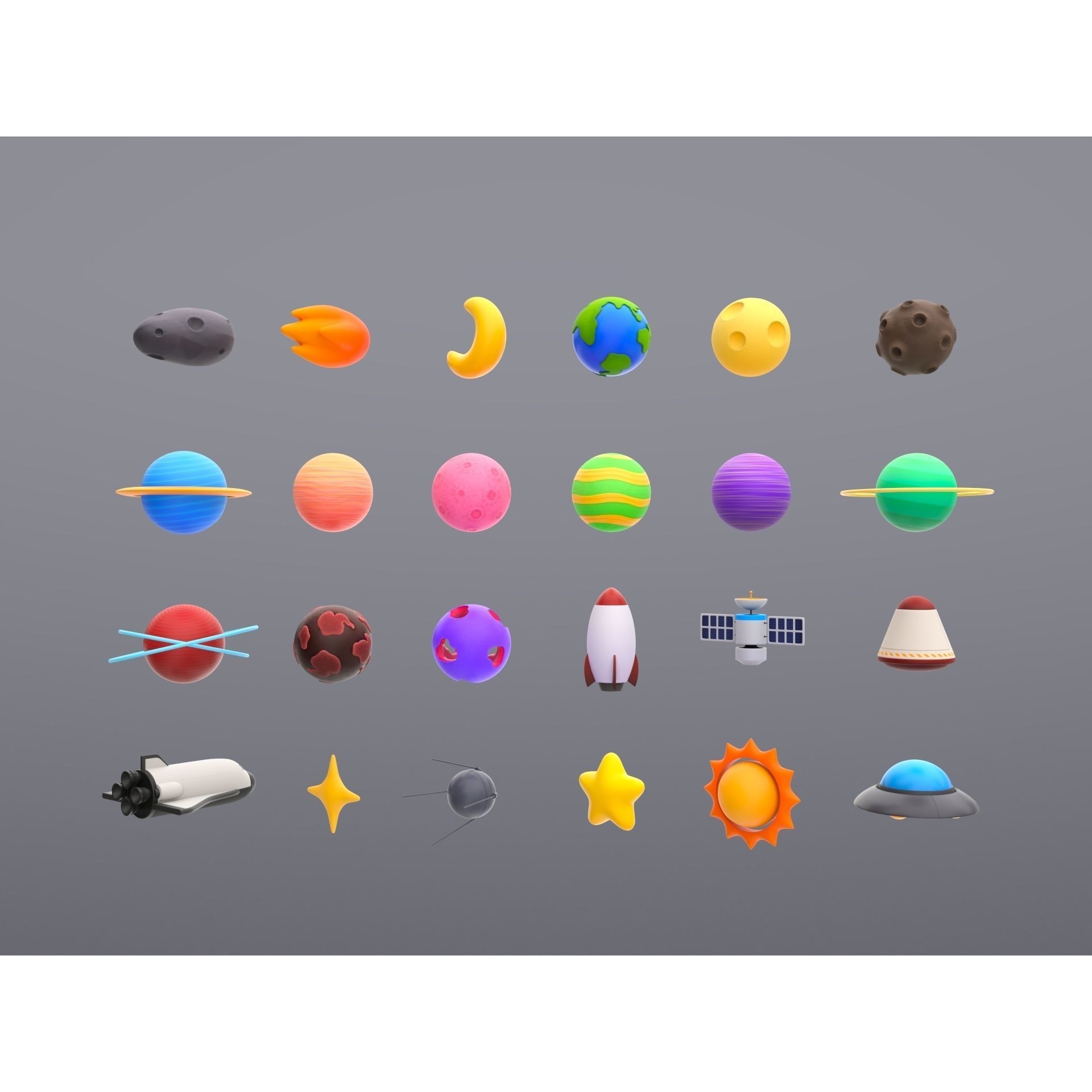 Cartoon Space Pack - Low-Poly Game-Ready 3D Model - View 8