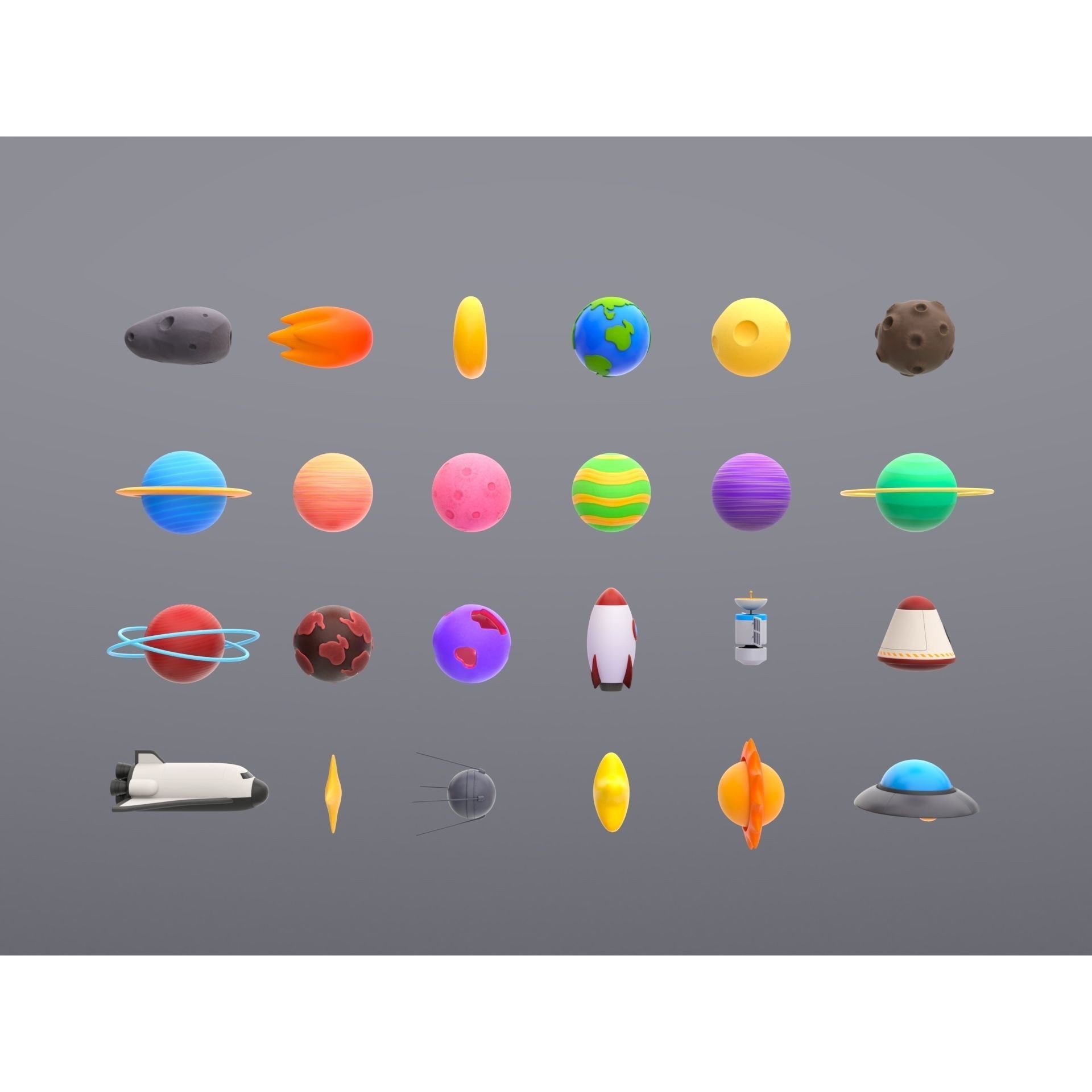 Cartoon Space Pack - Low-Poly Game-Ready 3D Model - View 9