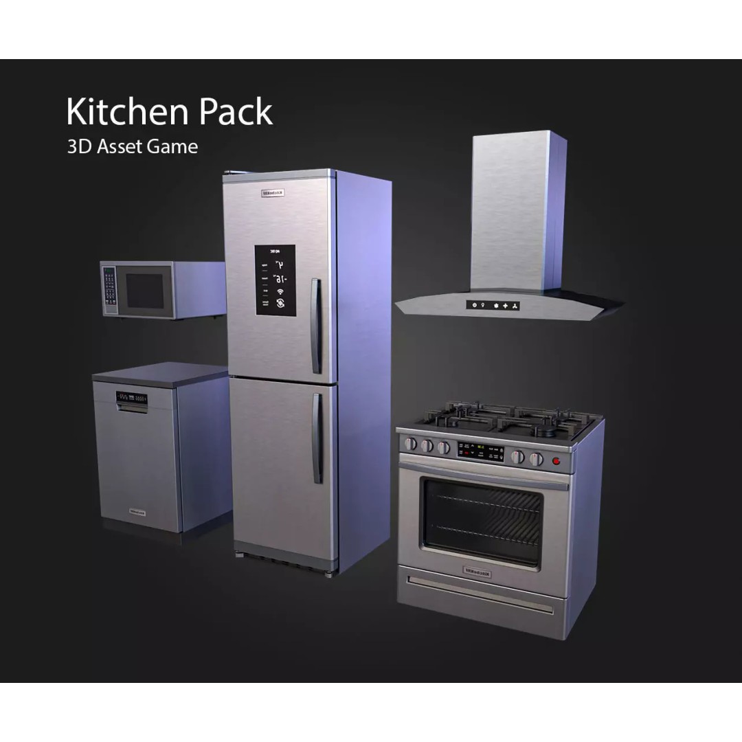 Kitchen Appliances 3D Model – Low Poly Game Ready, PBR Textures - View 2
