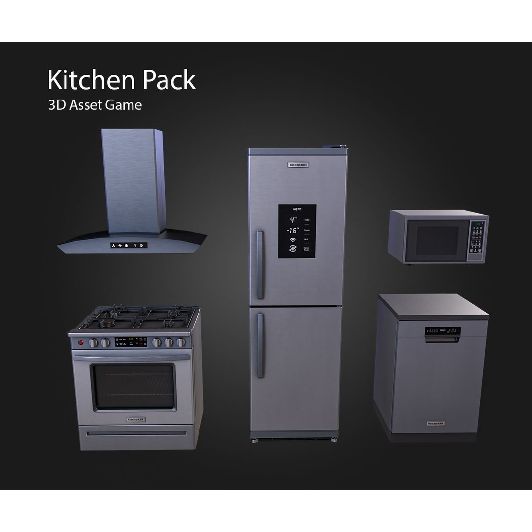 Kitchen Appliances 3D Model – Low Poly Game Ready, PBR Textures - View 3