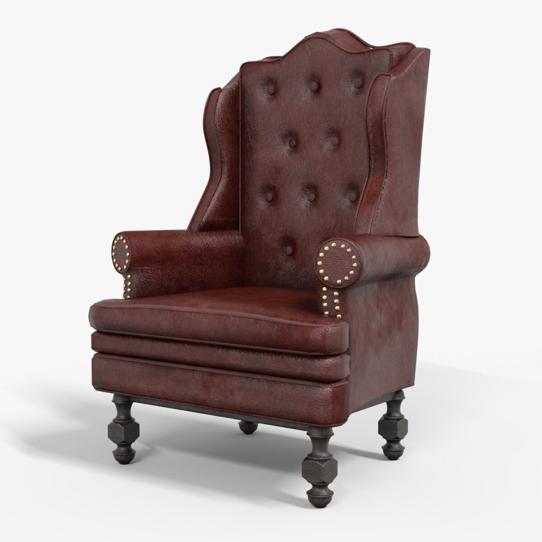 Victorian Armchair 3D Model – Low Poly Game-Ready Asset, FBX