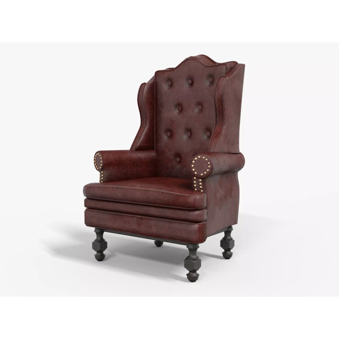 Victorian Armchair 3D Model – Low Poly Game-Ready Asset, FBX - View 2