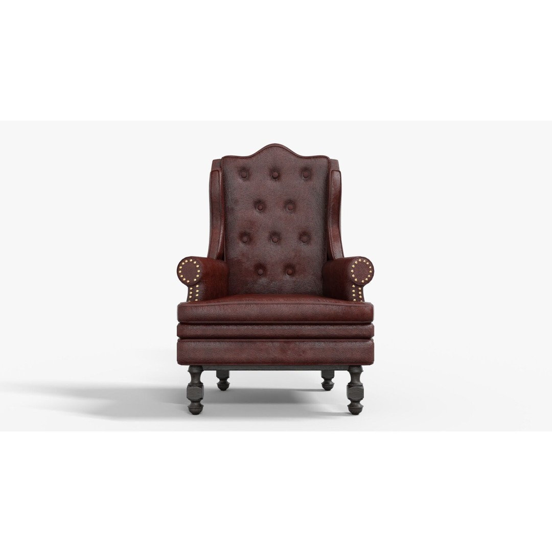Victorian Armchair 3D Model – Low Poly Game-Ready Asset, FBX - View 3