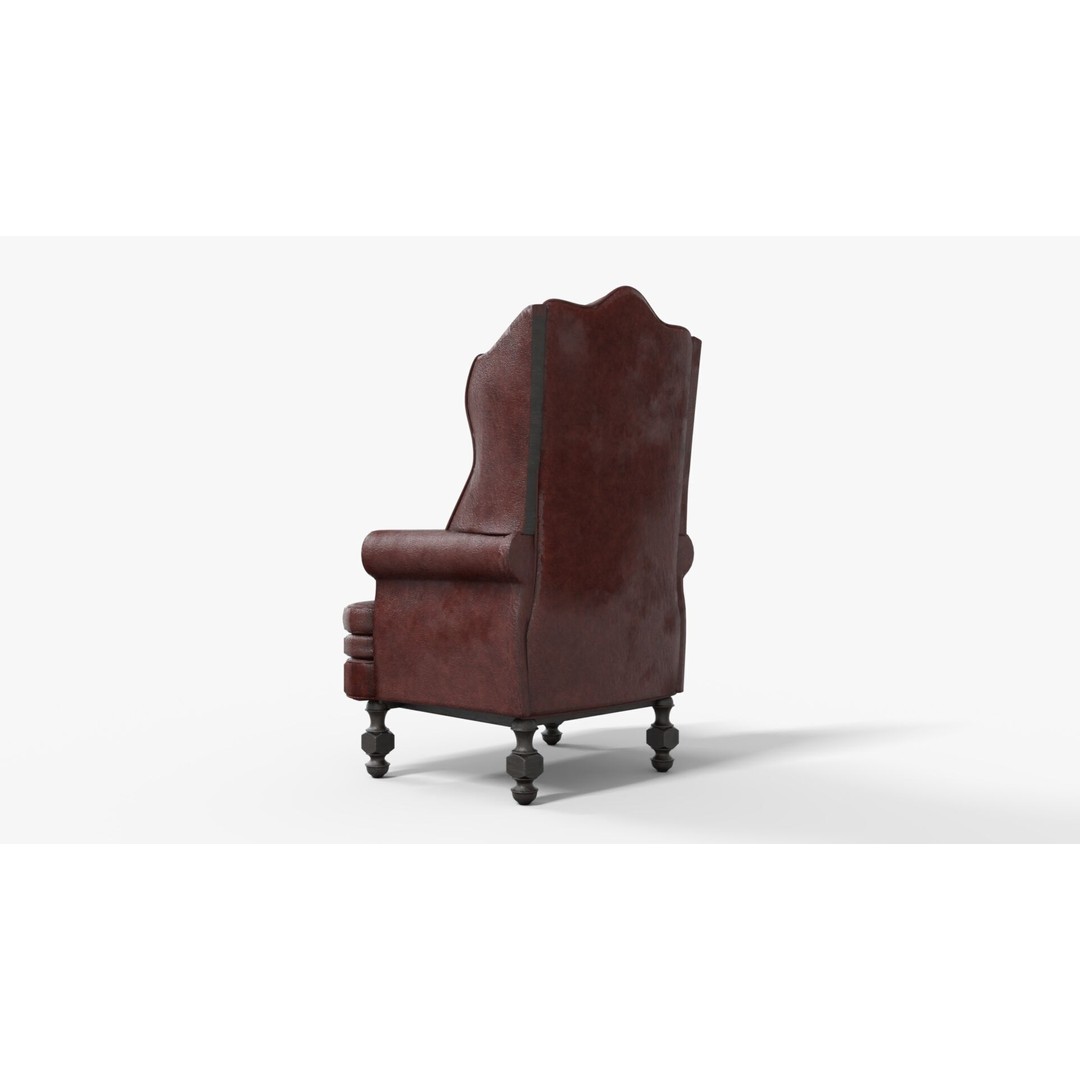 Victorian Armchair 3D Model – Low Poly Game-Ready Asset, FBX - View 5