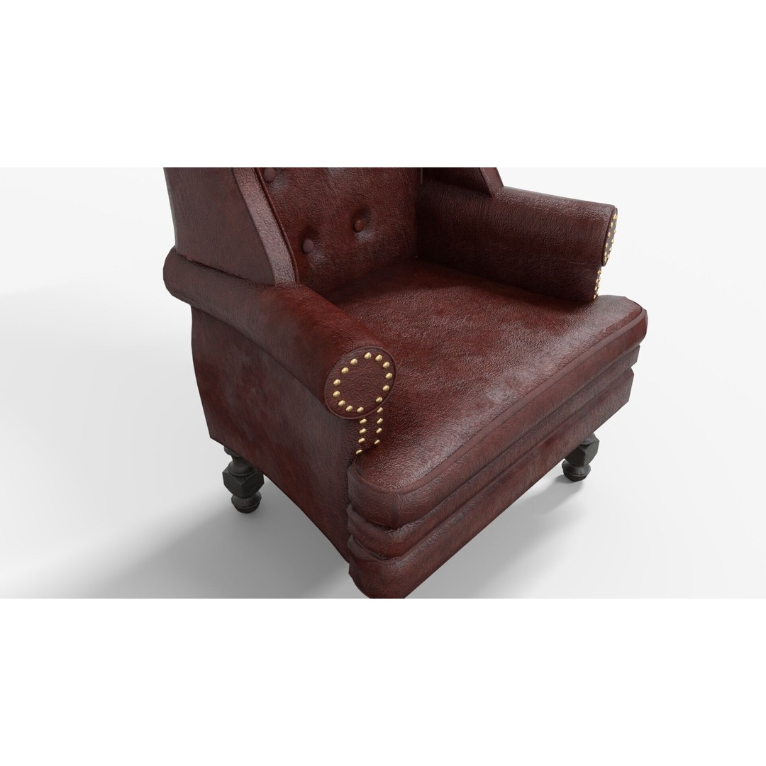 Victorian Armchair 3D Model – Low Poly Game-Ready Asset, FBX - View 7
