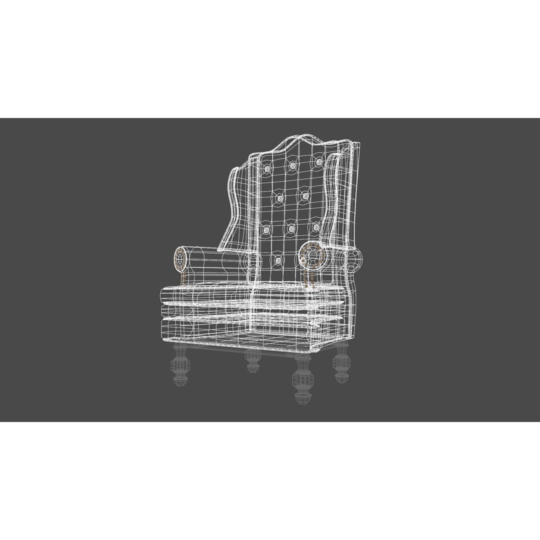 Victorian Armchair 3D Model – Low Poly Game-Ready Asset, FBX - View 9