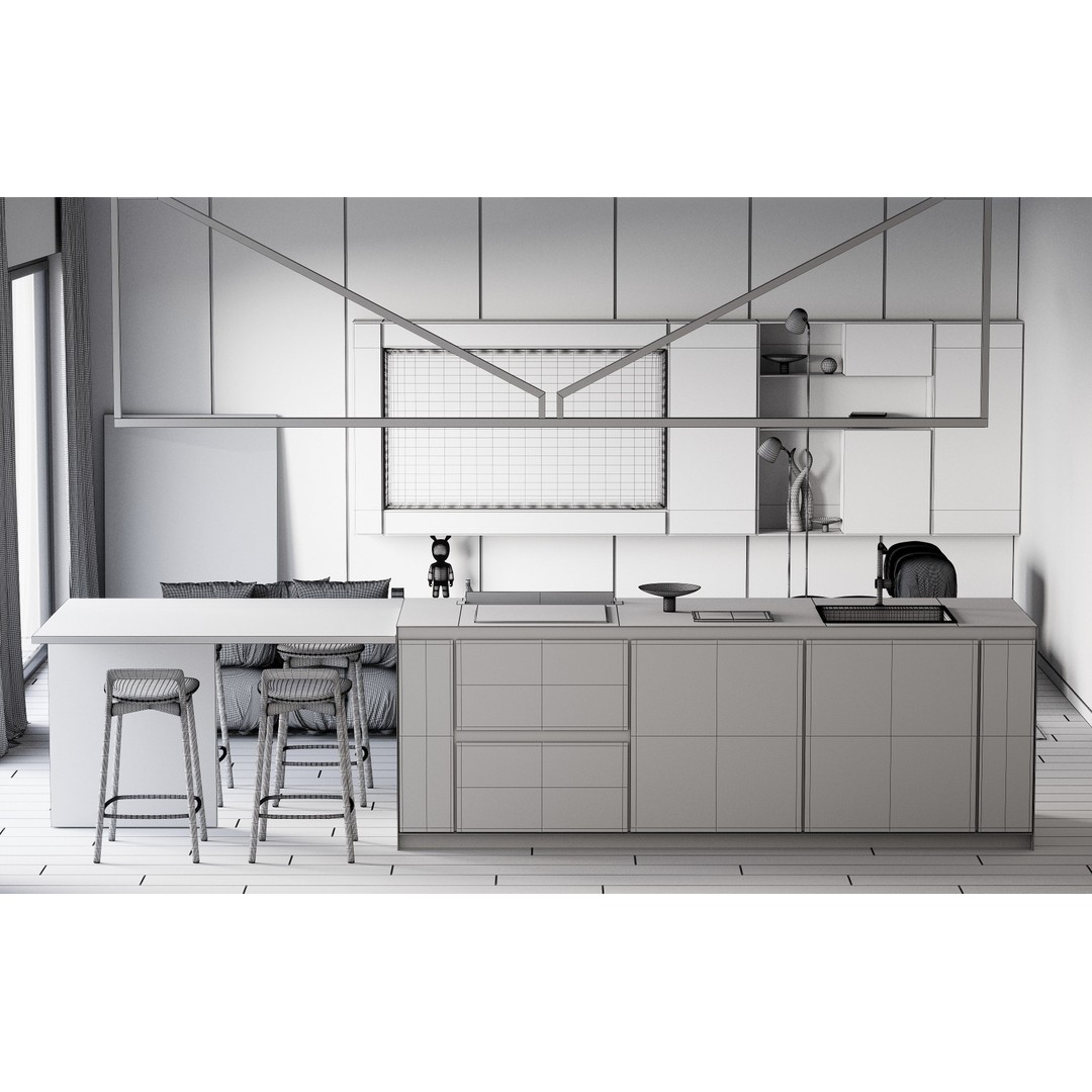 Modern Living Room 3D Model – Casual Interior, FBX, OBJ, Game-Ready