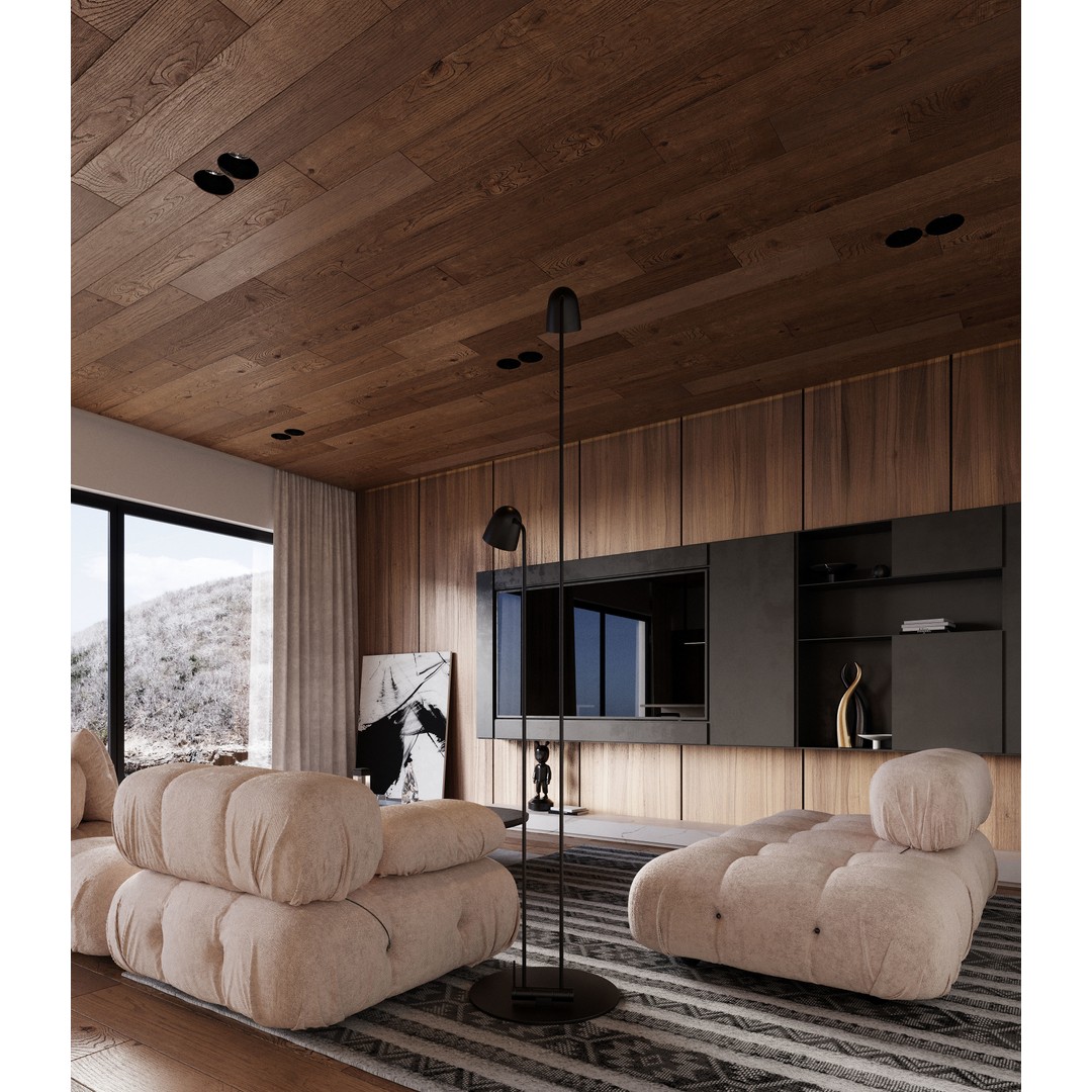 Modern Living Room 3D Model – Casual Interior, FBX, OBJ, Game-Ready - View 6