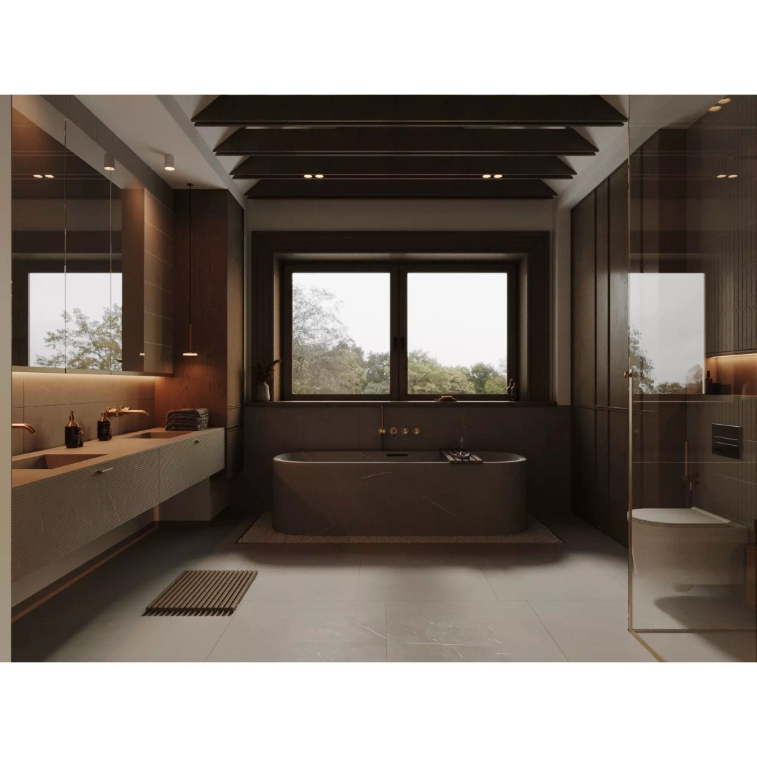 Stone Bathroom 3D Model – Cozy Interior Scene with Textures - View 2