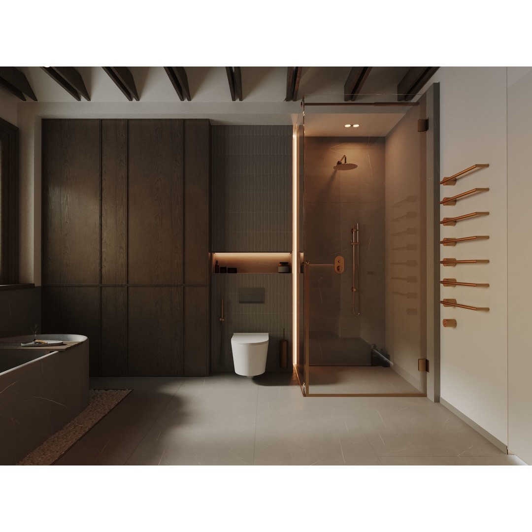 Stone Bathroom 3D Model – Cozy Interior Scene with Textures - View 3