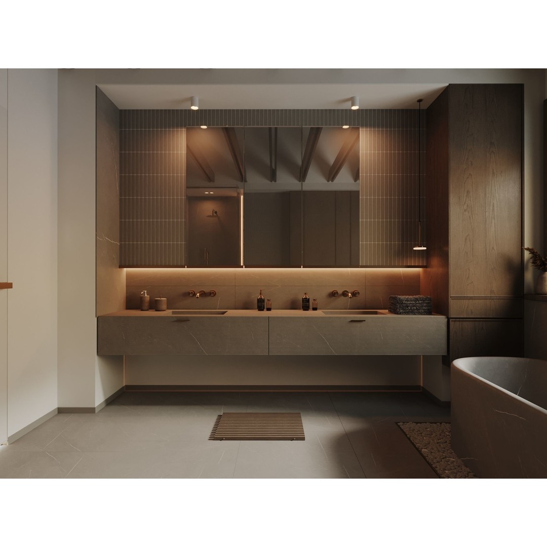 Stone Bathroom 3D Model – Cozy Interior Scene with Textures - View 4