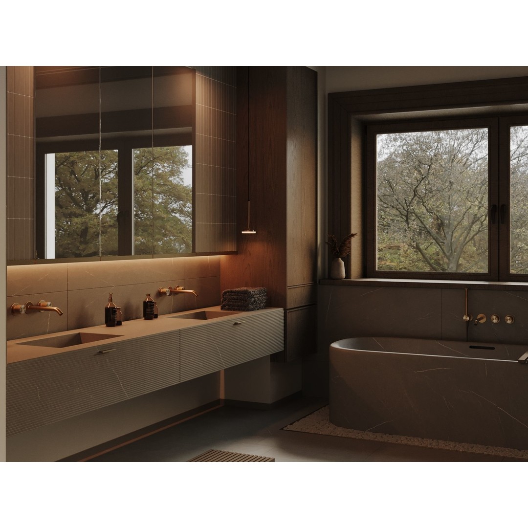 Stone Bathroom 3D Model – Cozy Interior Scene with Textures - View 6