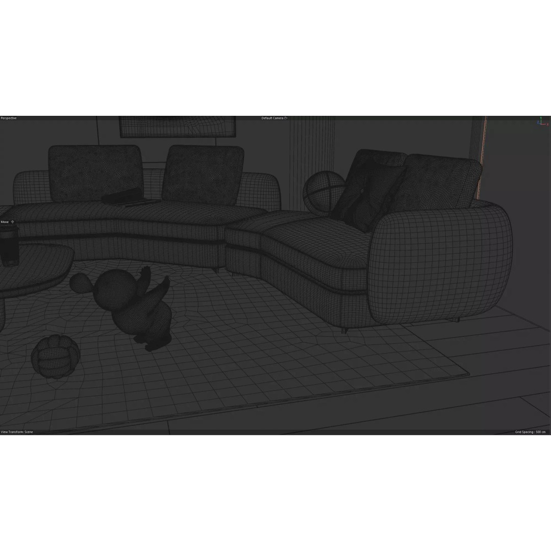 Japandi Style Living Room 3D Model – Luxury Interior Scene, C4D - View 10