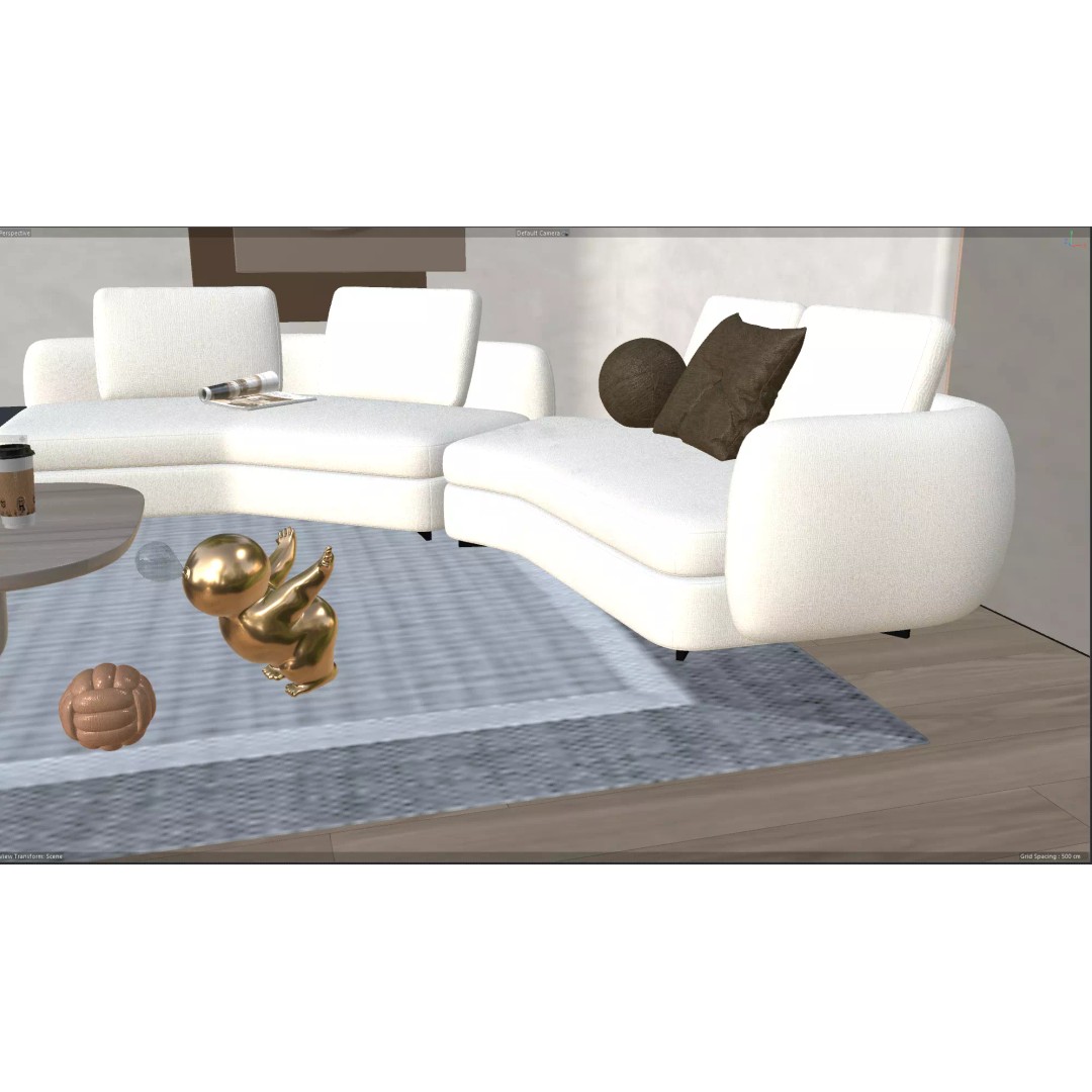 Japandi Style Living Room 3D Model – Luxury Interior Scene, C4D - View 11