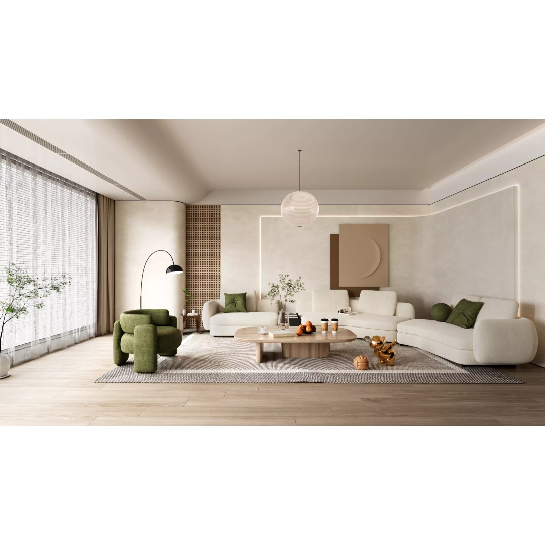 Japandi Style Living Room 3D Model – Luxury Interior Scene, C4D - View 2